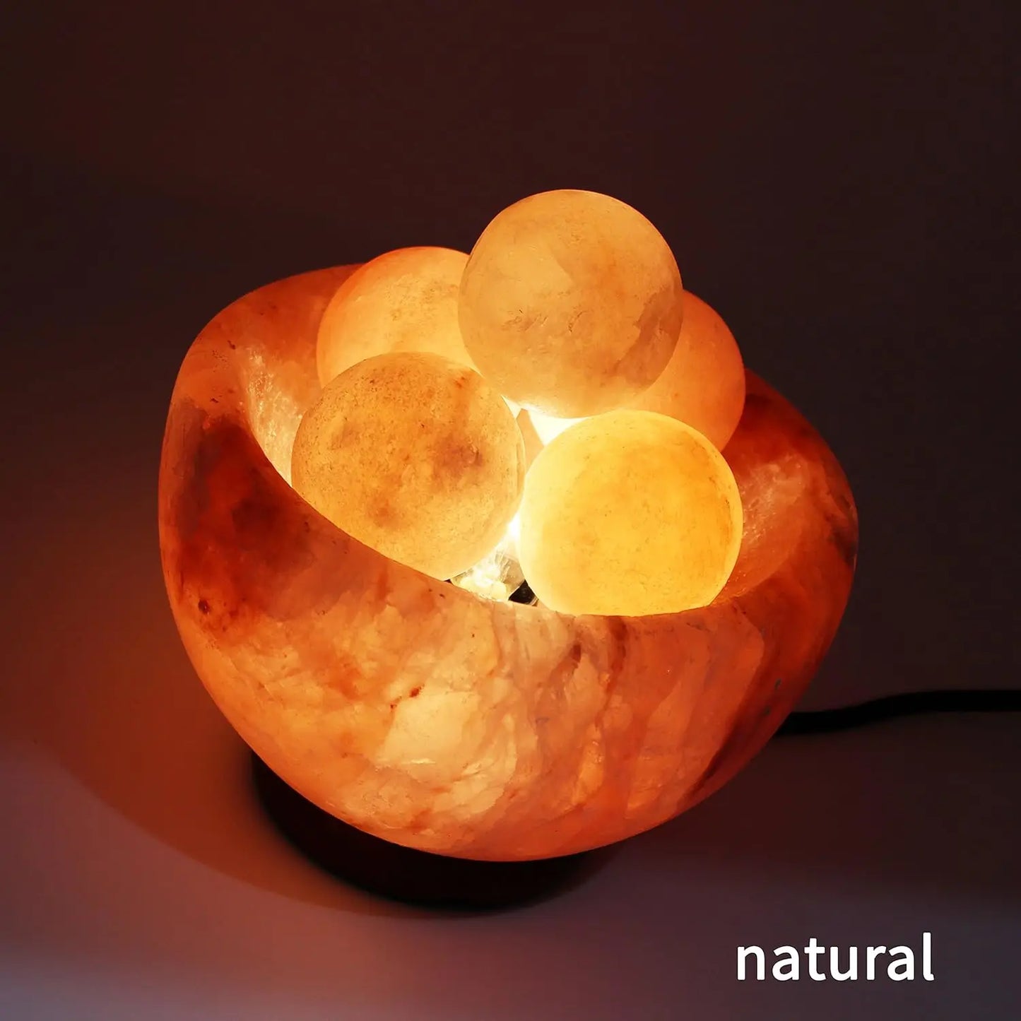 Dimmable Pink Himalayan Salt Lamp Bowl with 6 Massage Balls for Relaxation, Yoga, Spa & Home Decor