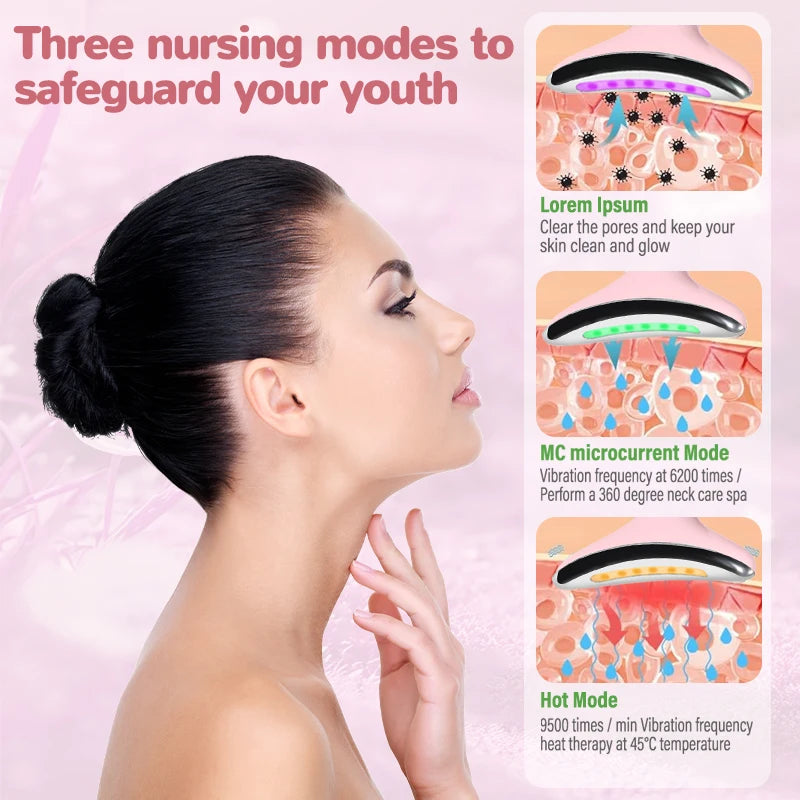7 Colors LED Lights Face Neck Beauty Device Vibration Massage