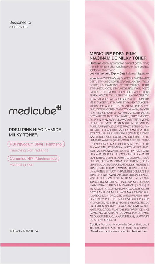 Medicub PD RN Pink Niacinamide Milky Toner Hydrating Moisturizing Soothing Ceramide Peptide Korean Skincare Exfoliating Toner