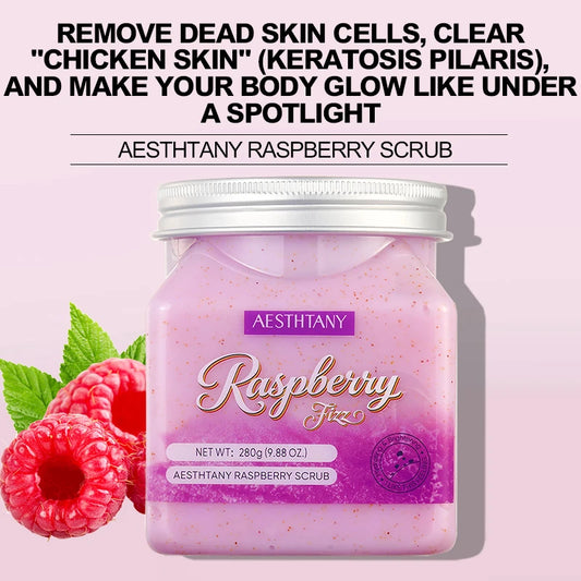 Organic Fruit Extract Smoothing Exfoliating Brighten Cleaning Raspberry Bath Salt Scrub Body Skincare