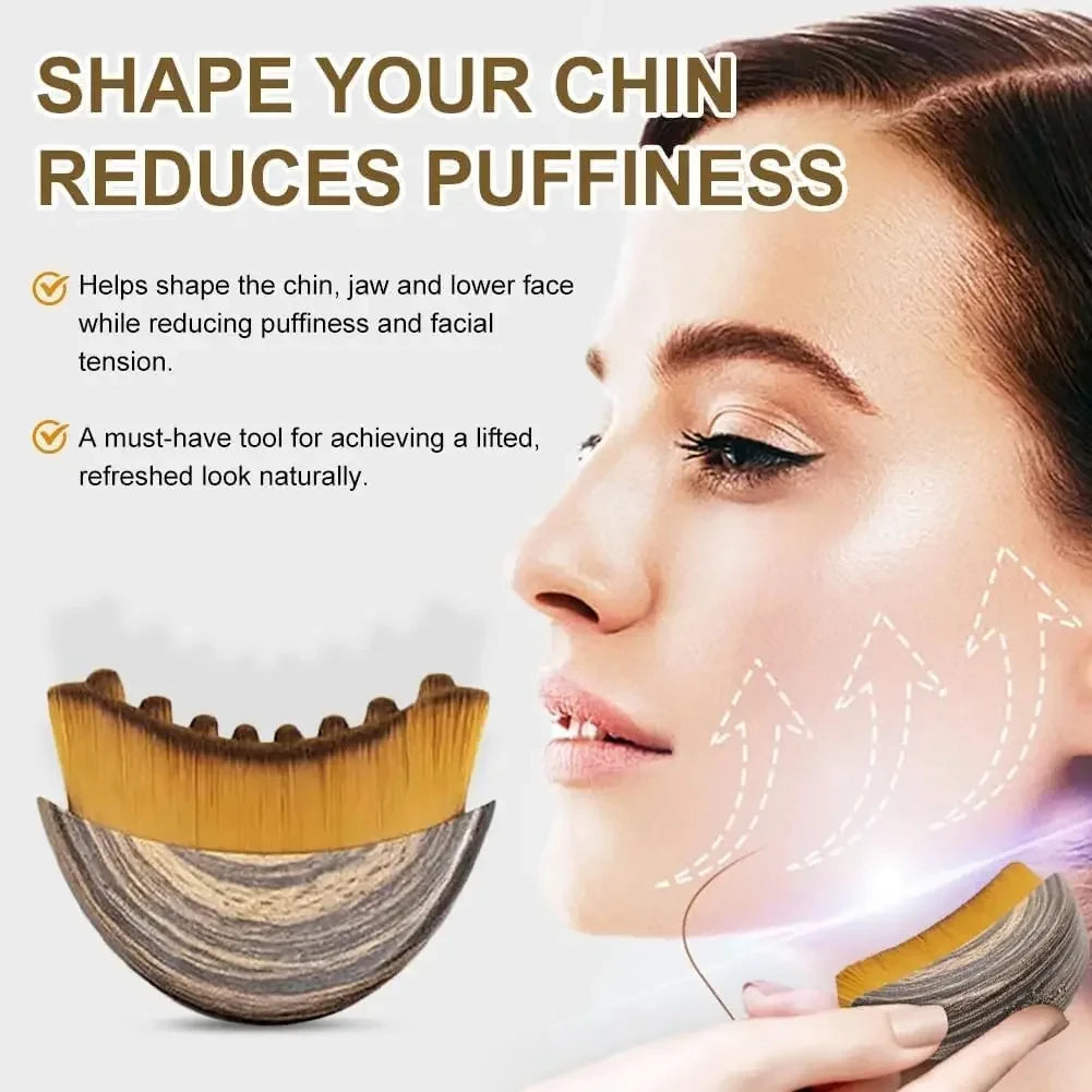 Ergonomic Mermaid-Line Face Sculpting Brush, Lymphatic Contour Tool for Precise Jawline & Chin Definition