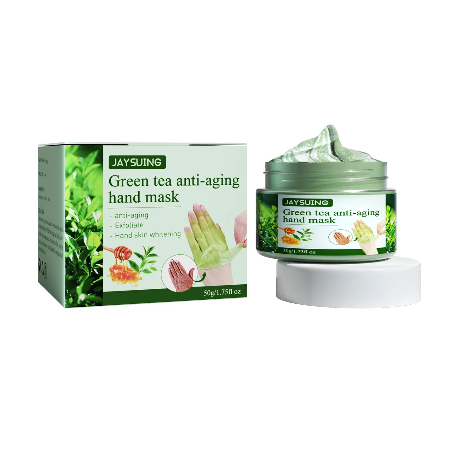 Green Tea Hand Mask Anti-Wri-nkle Moisturizing Wh-itening Repair Exfoliating Callus Film Nourish Hand Skin Care Cream 50g