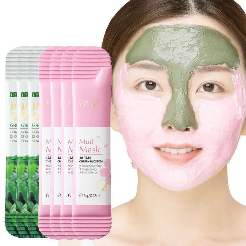 50pcs Japan Sakura Clay Mask for Face Deeply Cleansing Moisturizing Oil-Control Remove Blackhead Pink Mud Mask Facial Skincare