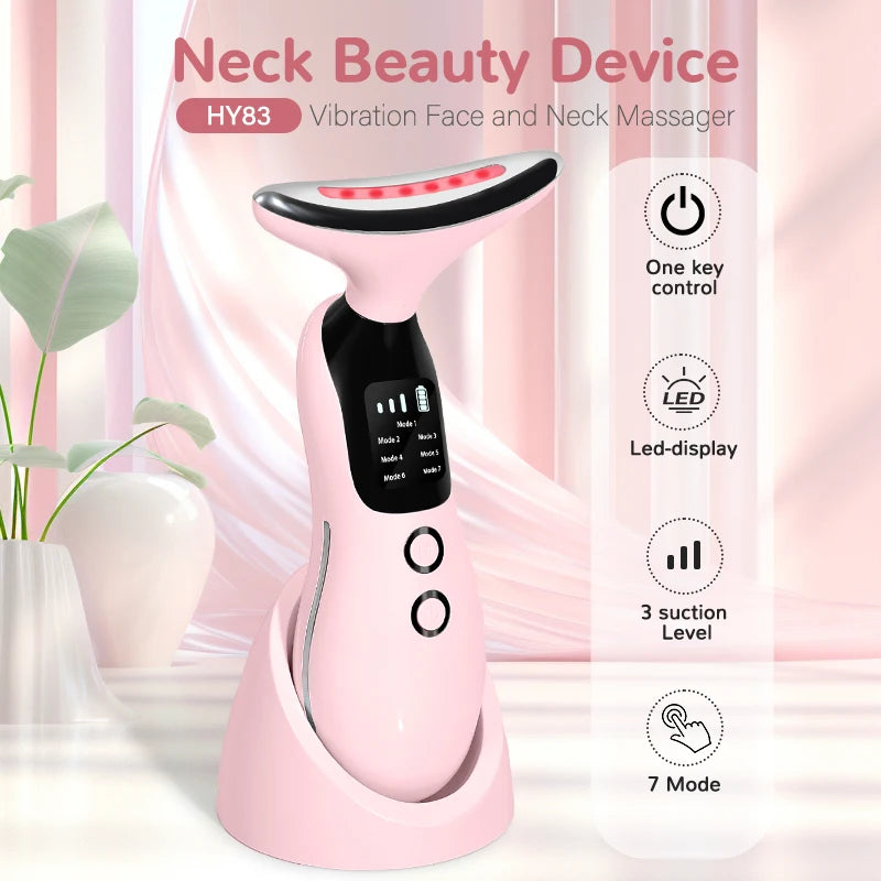 7 Colors LED Lights Face Neck Beauty Device Vibration Massage