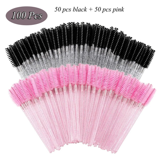 100 pcs Disposable Eyelash Mascara Brushes, Wands Applicator Eyebrow Brush Makeup Kit, Eyebrow Castor Oil Brush Makeup Tool