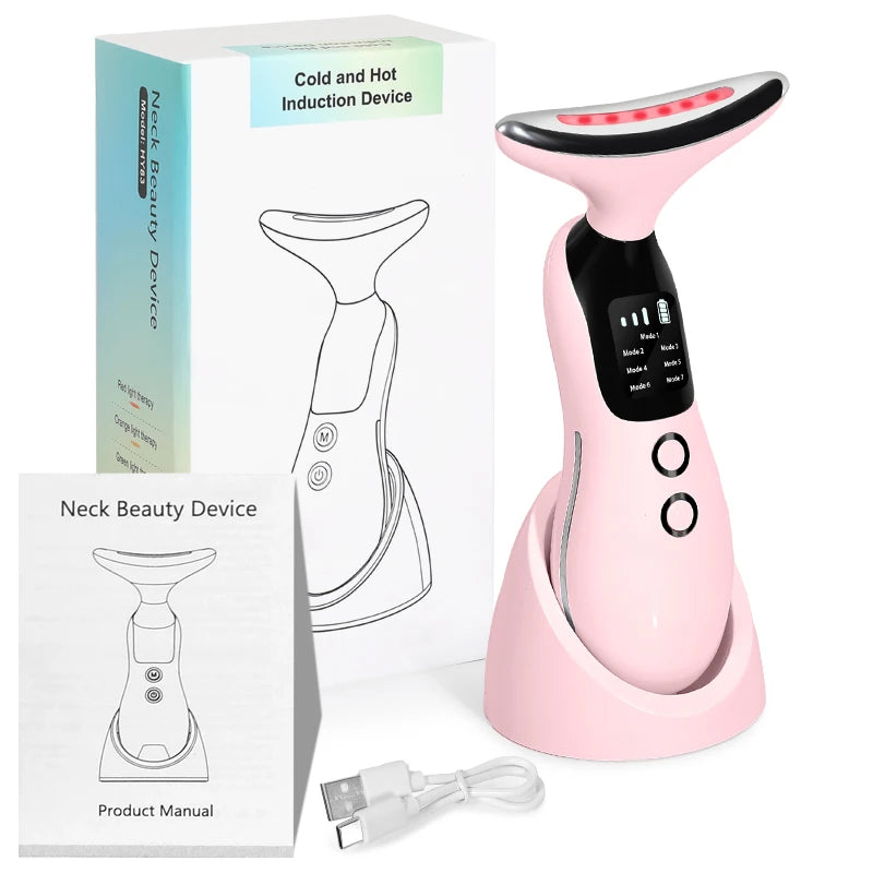 7 Colors LED Lights Face Neck Beauty Device Vibration Massage