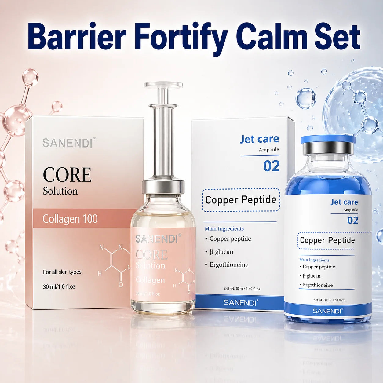Salmon DNA GSH Korean Skin Care Set Copper Peptide Serum Hyaluronic Acid Collagen Essence Smoothing Hydrating Daily Facial Care