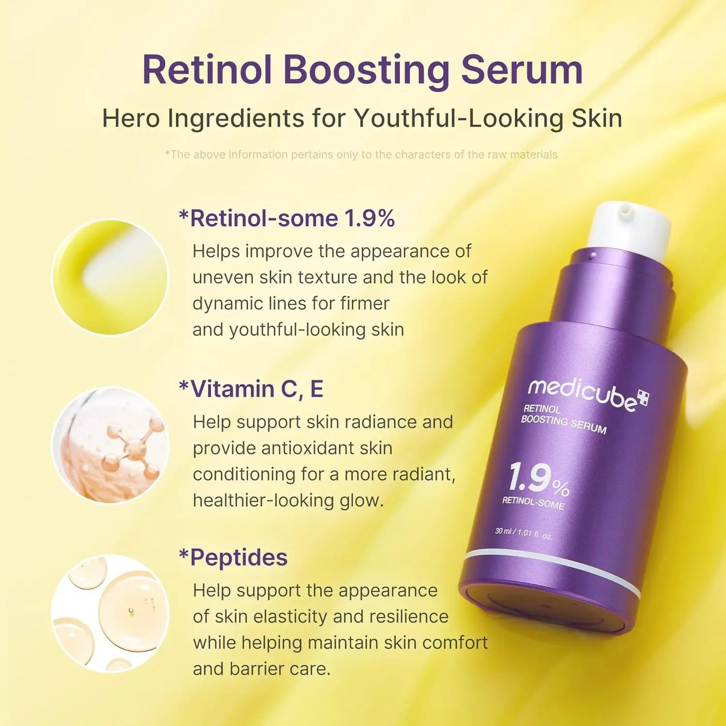 medicube Retinol Boosting Serum    Plumping Care with Retinol Peptides  Vitamins Pore-Refining, Smooth Radiant   Korean Skincare