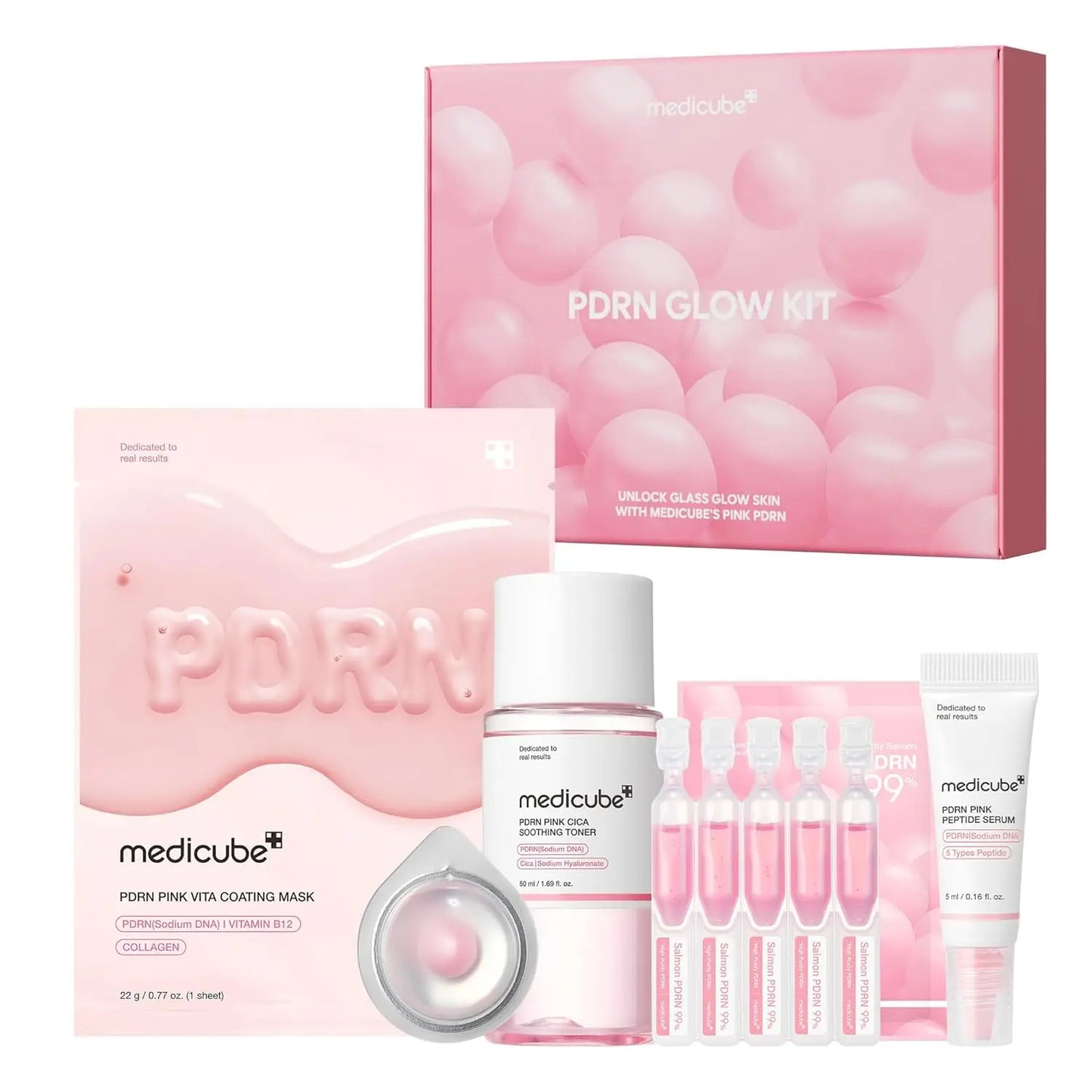 medicube Salmon DNA PD&RN Trial Kit Glass Glow Mini Skincare Set with Toner Serum Korean Skincare