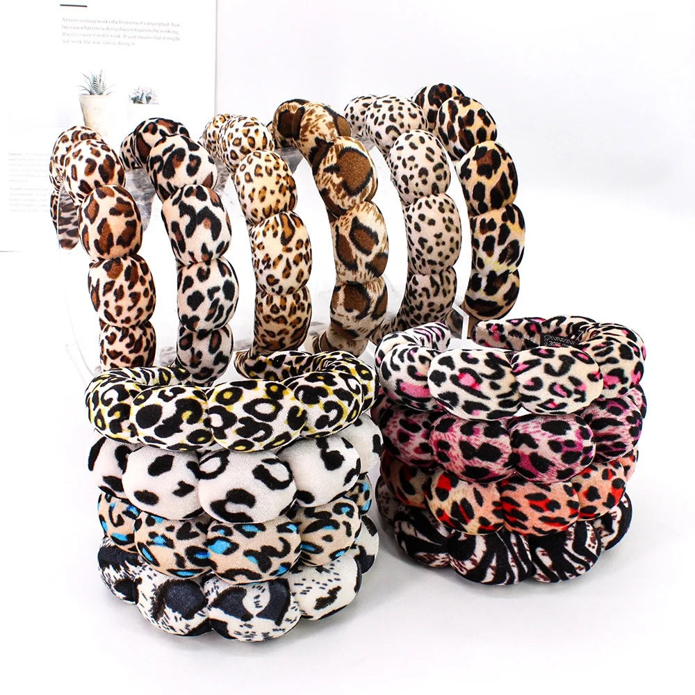 Wholesale Good Quality Multi Colors Spa Headband Wristband Sponge Makeup Skincare Headband Bubble Soft Washing Face Headband