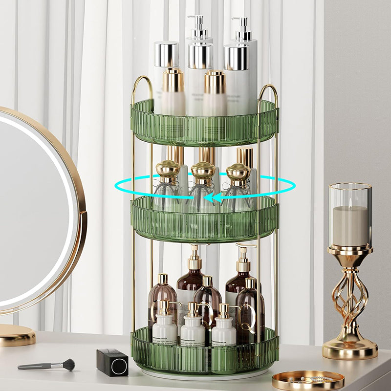2/3 layer rotary cosmetic storage box - portable perfume skincare countertop storage rack-household storage and organizing tool