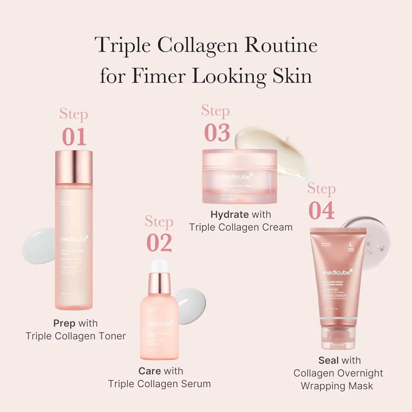 Medicube Triple Collagen Serum 1.85 Fl.oz - Nourish Dull Skin with Triple Collagen Complex Korean Skincare