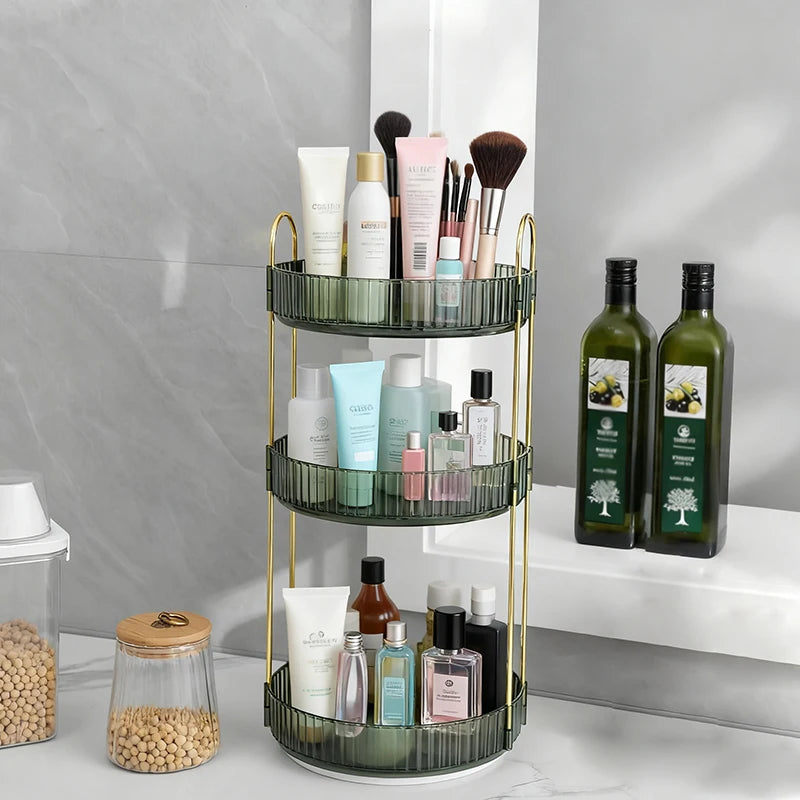 2/3 layer rotary cosmetic storage box - portable perfume skincare countertop storage rack-household storage and organizing tool