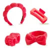 Best Selling Soft Coral Fleece 5-in-1 Skincare Tool Set Non-slip Headband Water-absorbent Wrist Cuffs & Claw Clip for Face Wash