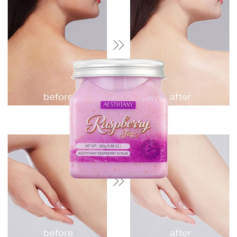 Organic Fruit Extract Smoothing Exfoliating Brighten Cleaning Raspberry Bath Salt Scrub Body Skincare