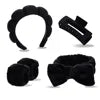 Best Selling Soft Coral Fleece 5-in-1 Skincare Tool Set Non-slip Headband Water-absorbent Wrist Cuffs & Claw Clip for Face Wash