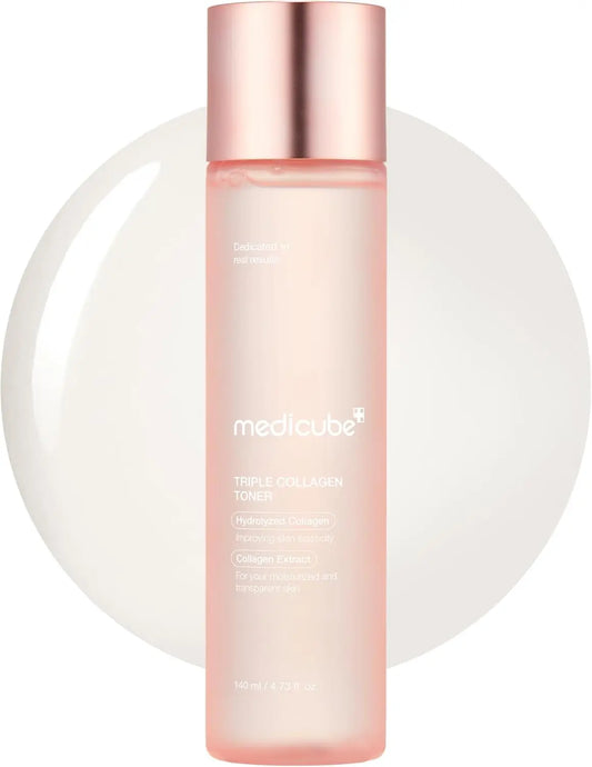 Medicube Triple Collagen Toner - Hydrolyzed, Atelo,& Soluble Collagen for Deep Hydration & Plump Skin Fast-Absorbing Formula for