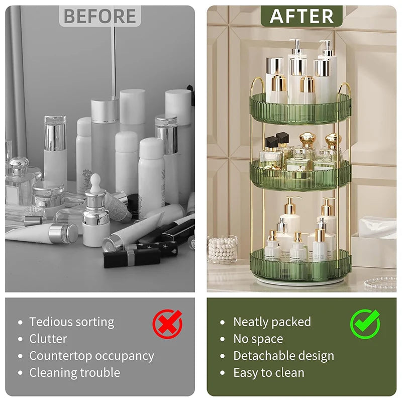 2/3 layer rotary cosmetic storage box - portable perfume skincare countertop storage rack-household storage and organizing tool