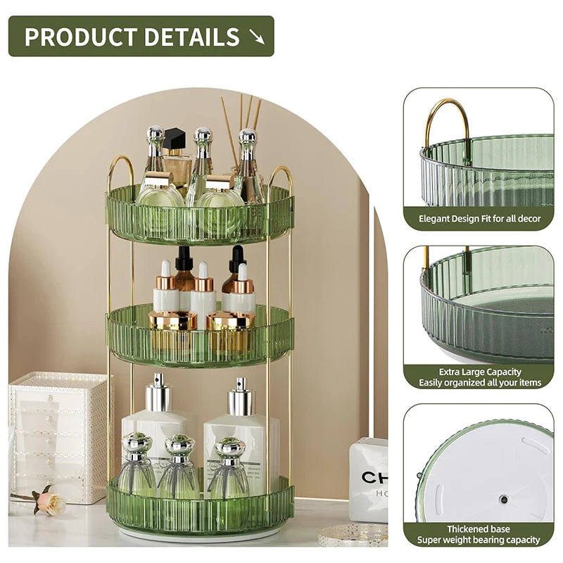 2/3 layer rotary cosmetic storage box - portable perfume skincare countertop storage rack-household storage and organizing tool