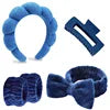 Best Selling Soft Coral Fleece 5-in-1 Skincare Tool Set Non-slip Headband Water-absorbent Wrist Cuffs & Claw Clip for Face Wash
