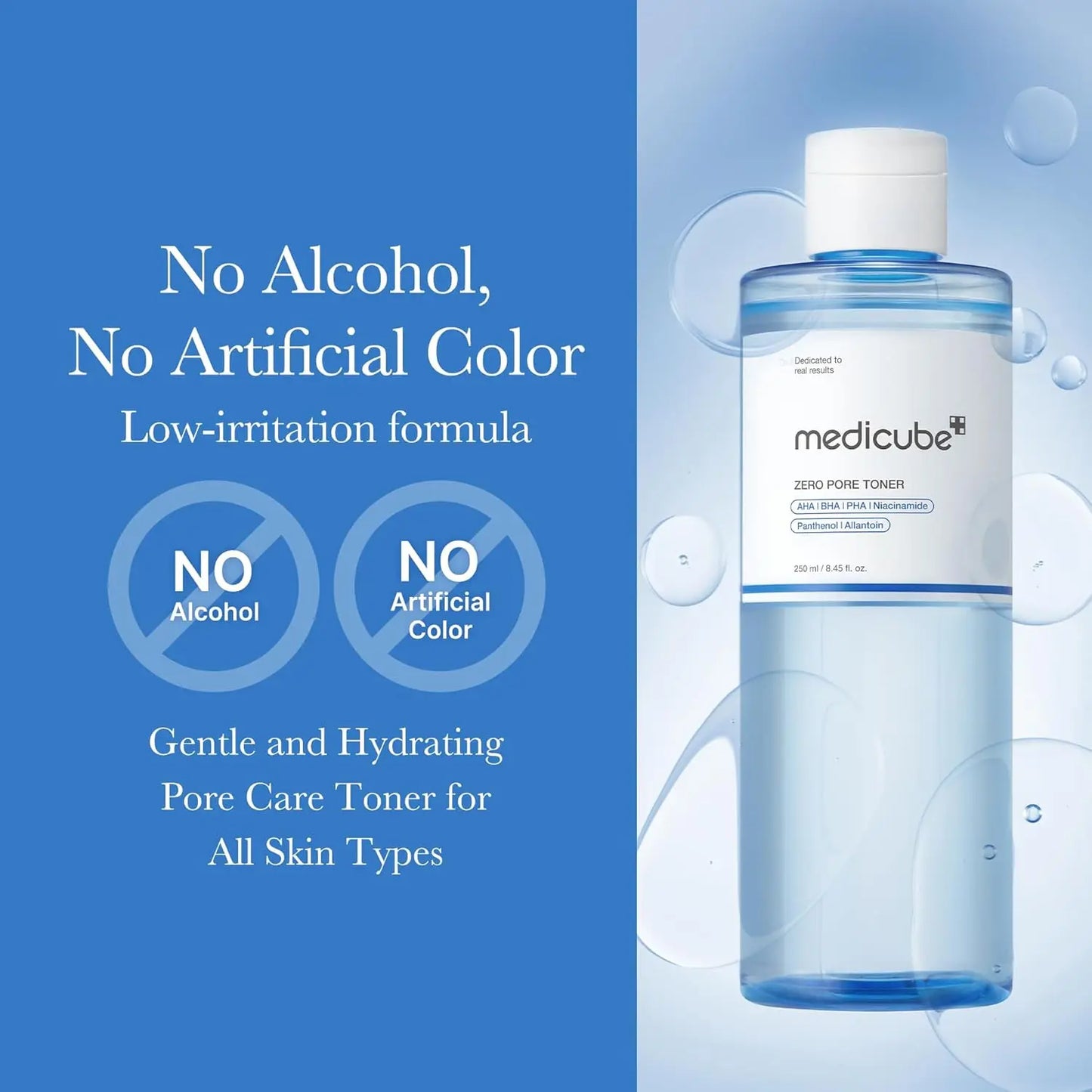 medicube Zero Pore Toner  Exfoliating  Hydrating Blue Bottle Water Toner with AHA   Korean Skin Care