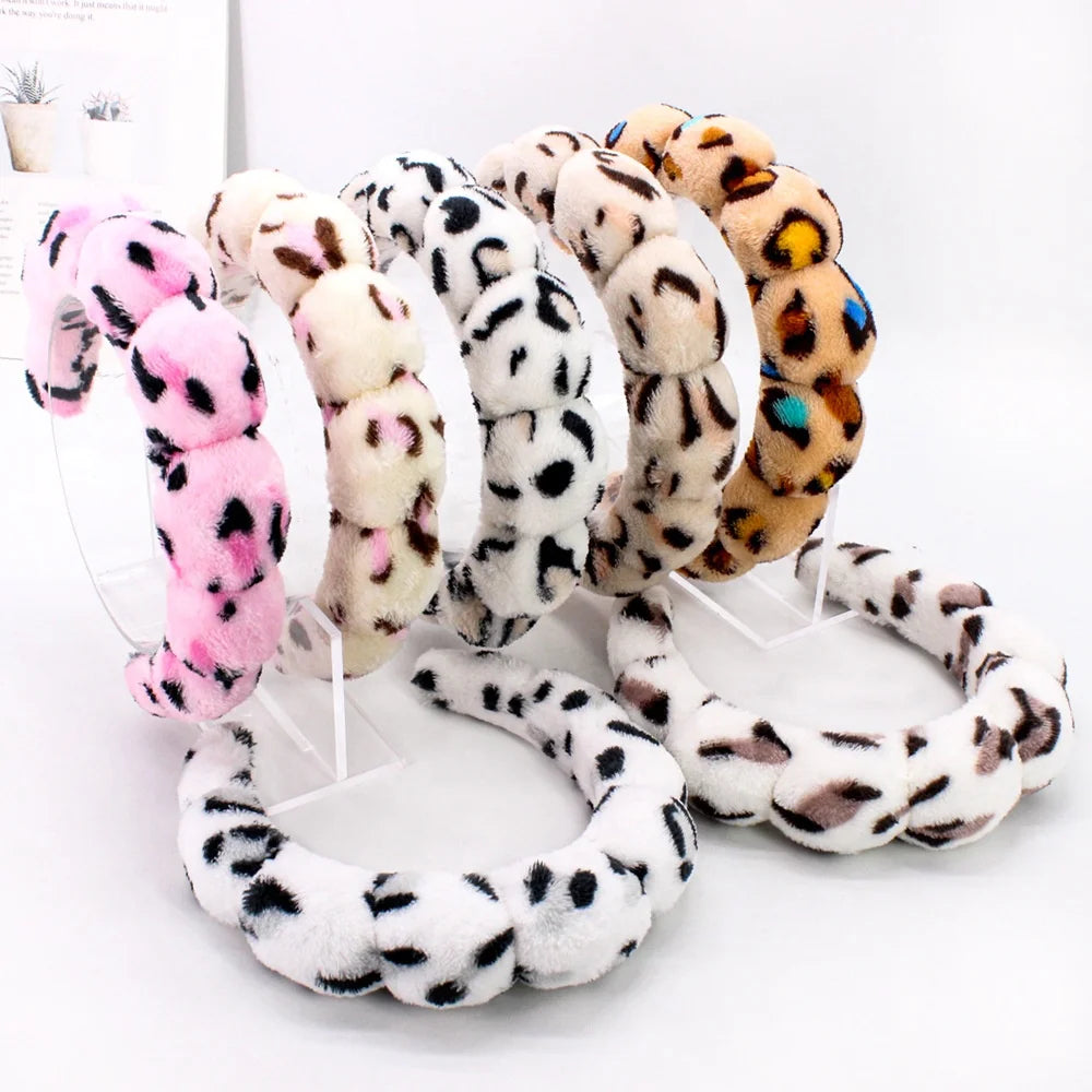 Wholesale Good Quality Multi Colors Spa Headband Wristband Sponge Makeup Skincare Headband Bubble Soft Washing Face Headband