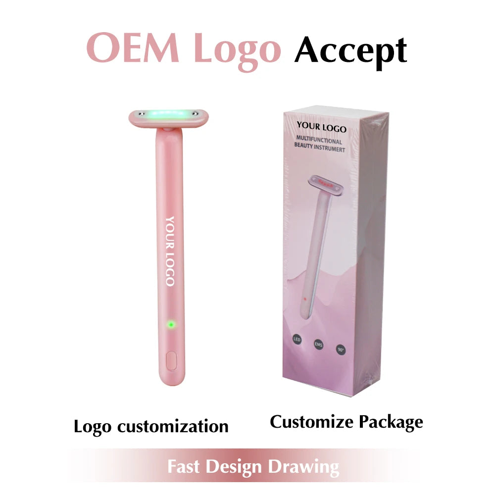 Ems Handheld Face Eye Massager Wand Skin Tightening Anti-Wrinkle Device with Red Light Therapy for Skincare