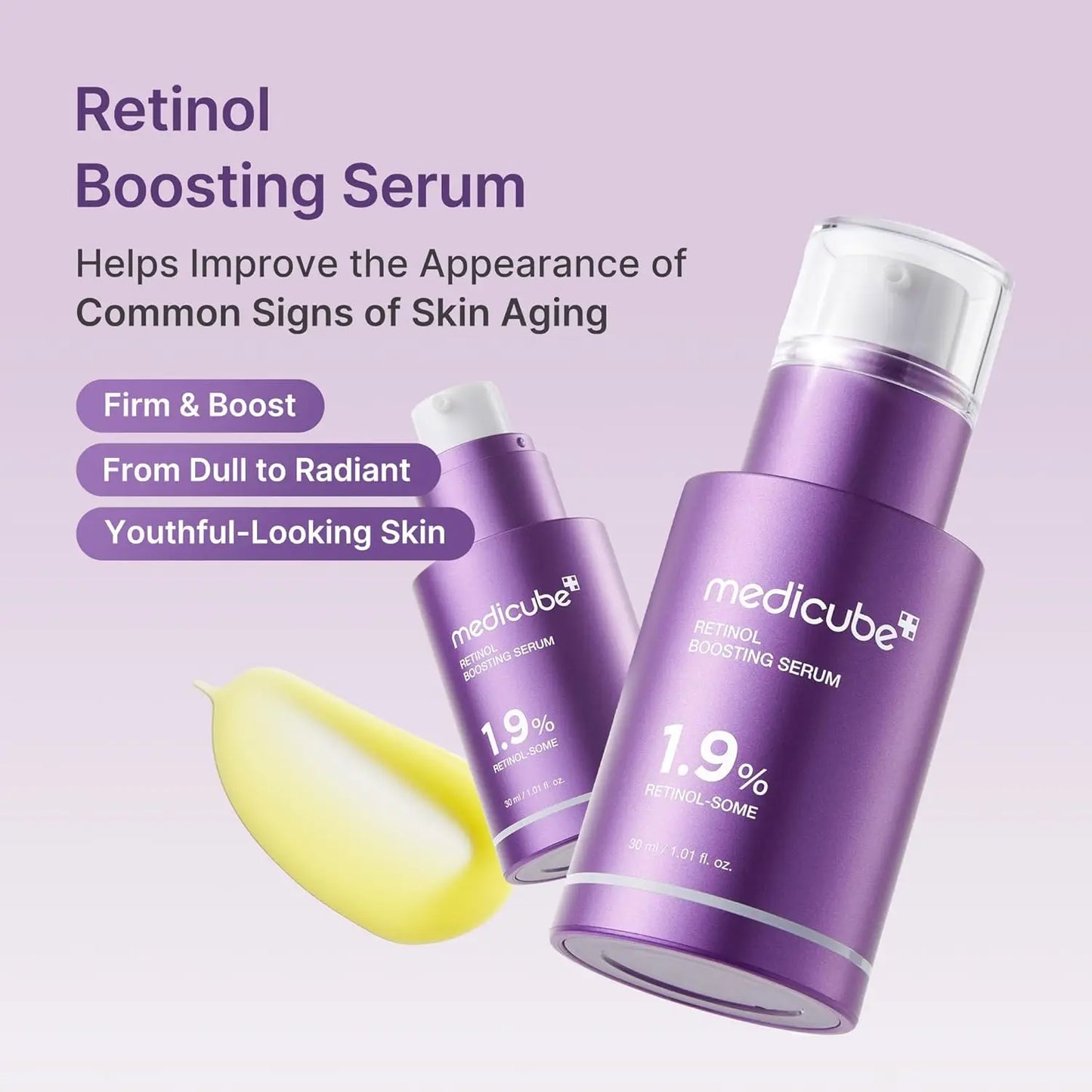 medicube Retinol Boosting Serum    Plumping Care with Retinol Peptides  Vitamins Pore-Refining, Smooth Radiant   Korean Skincare