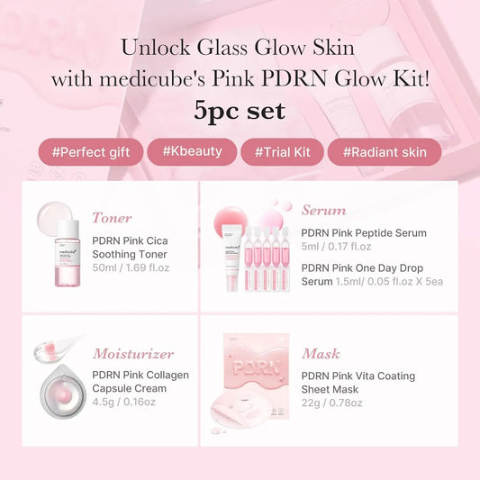 medicube Salmon DNA PD&RN Trial Kit Glass Glow Mini Skincare Set with Toner Serum Korean Skincare