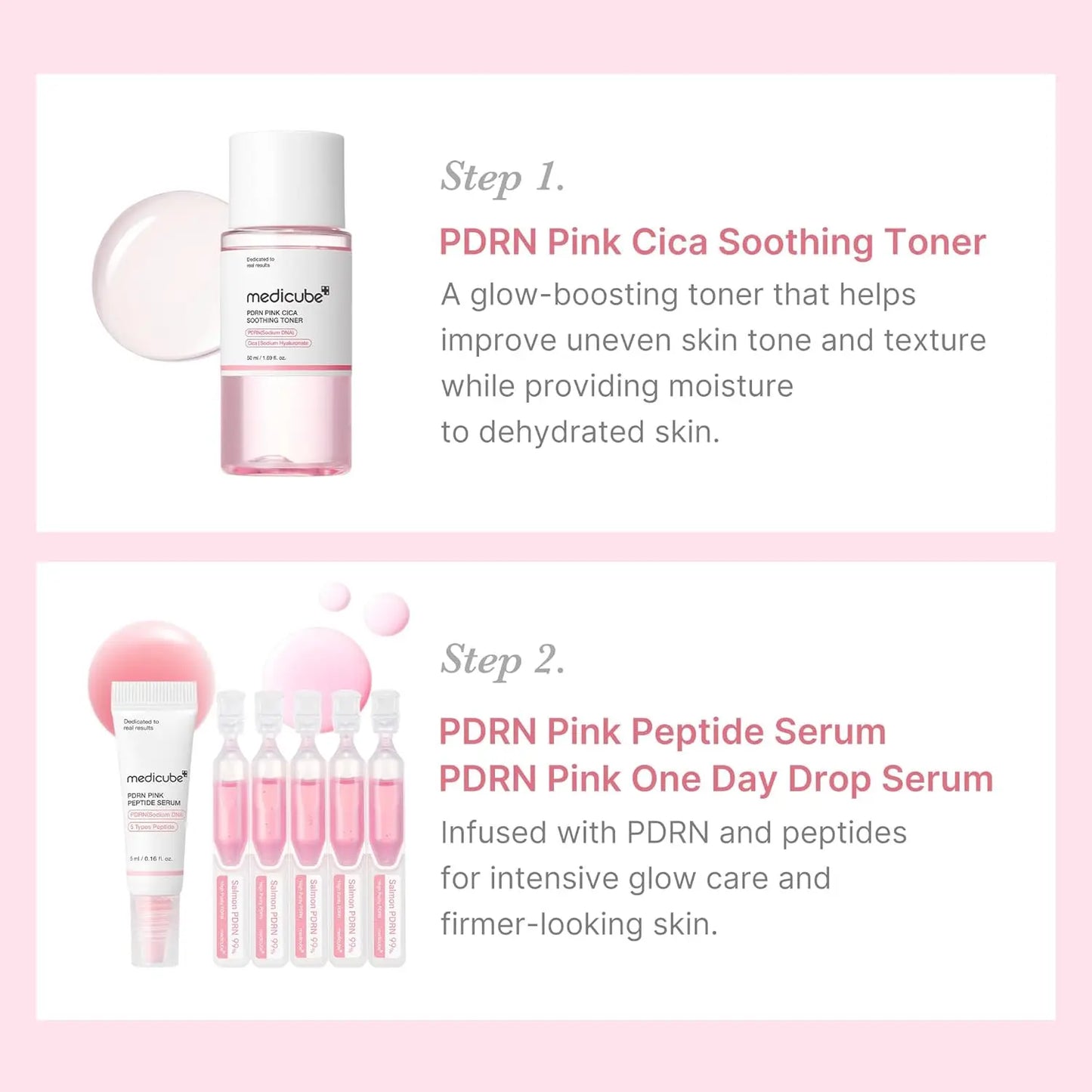 medicube Salmon DNA PD&RN Trial Kit Glass Glow Mini Skincare Set with Toner Serum Korean Skincare