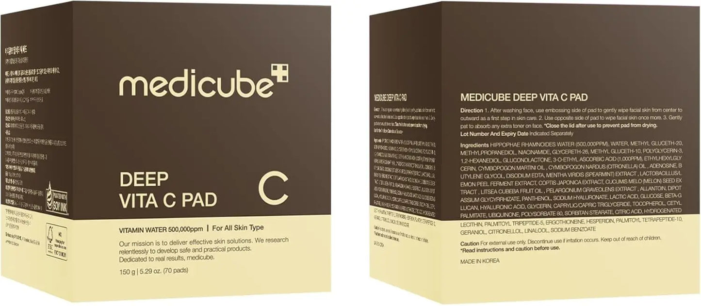 Medicube Toner Pads Deep Vita C Facial Toner Pad for Uneven Skin Toner  Types of Vitamin Korean Skin Care