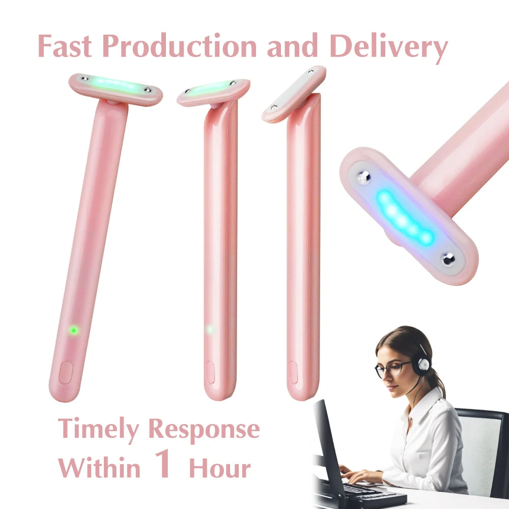 Ems Handheld Face Eye Massager Wand Skin Tightening Anti-Wrinkle Device with Red Light Therapy for Skincare