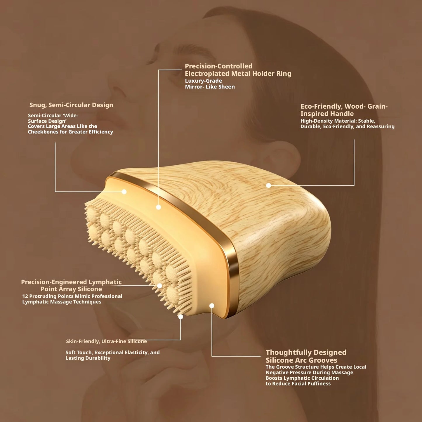 Silicone Deep Cleaning for Face Neck Body Gentle Exfoliating Promote Skincare Absorption Anti Swelling Lymphatic Massage Brush