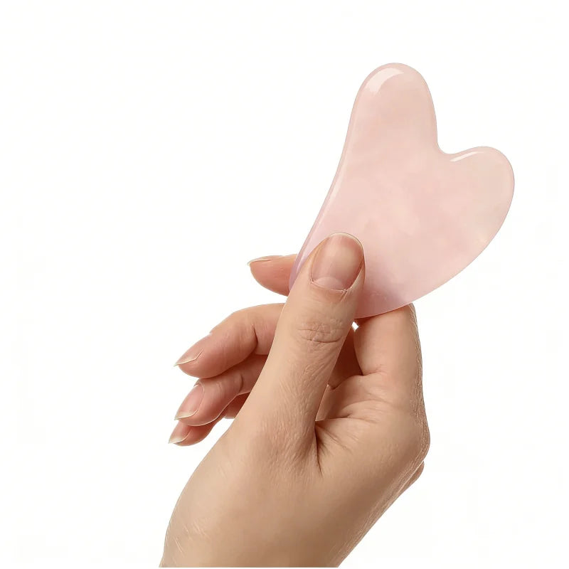 Traditional Chinese Gua Sha Natural Rose Quartz Gua Sha Stone - Heart-Shaped Facial Lifting Massage Tool for Skincare