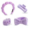 Best Selling Soft Coral Fleece 5-in-1 Skincare Tool Set Non-slip Headband Water-absorbent Wrist Cuffs & Claw Clip for Face Wash