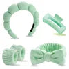 Best Selling Soft Coral Fleece 5-in-1 Skincare Tool Set Non-slip Headband Water-absorbent Wrist Cuffs & Claw Clip for Face Wash