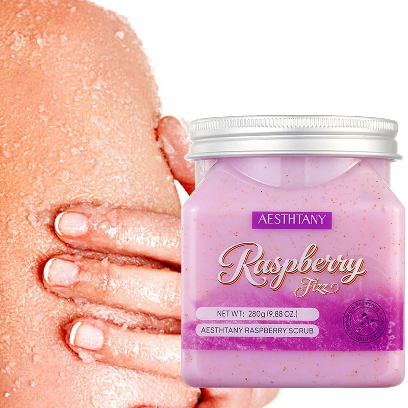 Organic Fruit Extract Smoothing Exfoliating Brighten Cleaning Raspberry Bath Salt Scrub Body Skincare