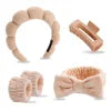 Best Selling Soft Coral Fleece 5-in-1 Skincare Tool Set Non-slip Headband Water-absorbent Wrist Cuffs & Claw Clip for Face Wash