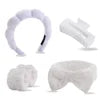 Best Selling Soft Coral Fleece 5-in-1 Skincare Tool Set Non-slip Headband Water-absorbent Wrist Cuffs & Claw Clip for Face Wash