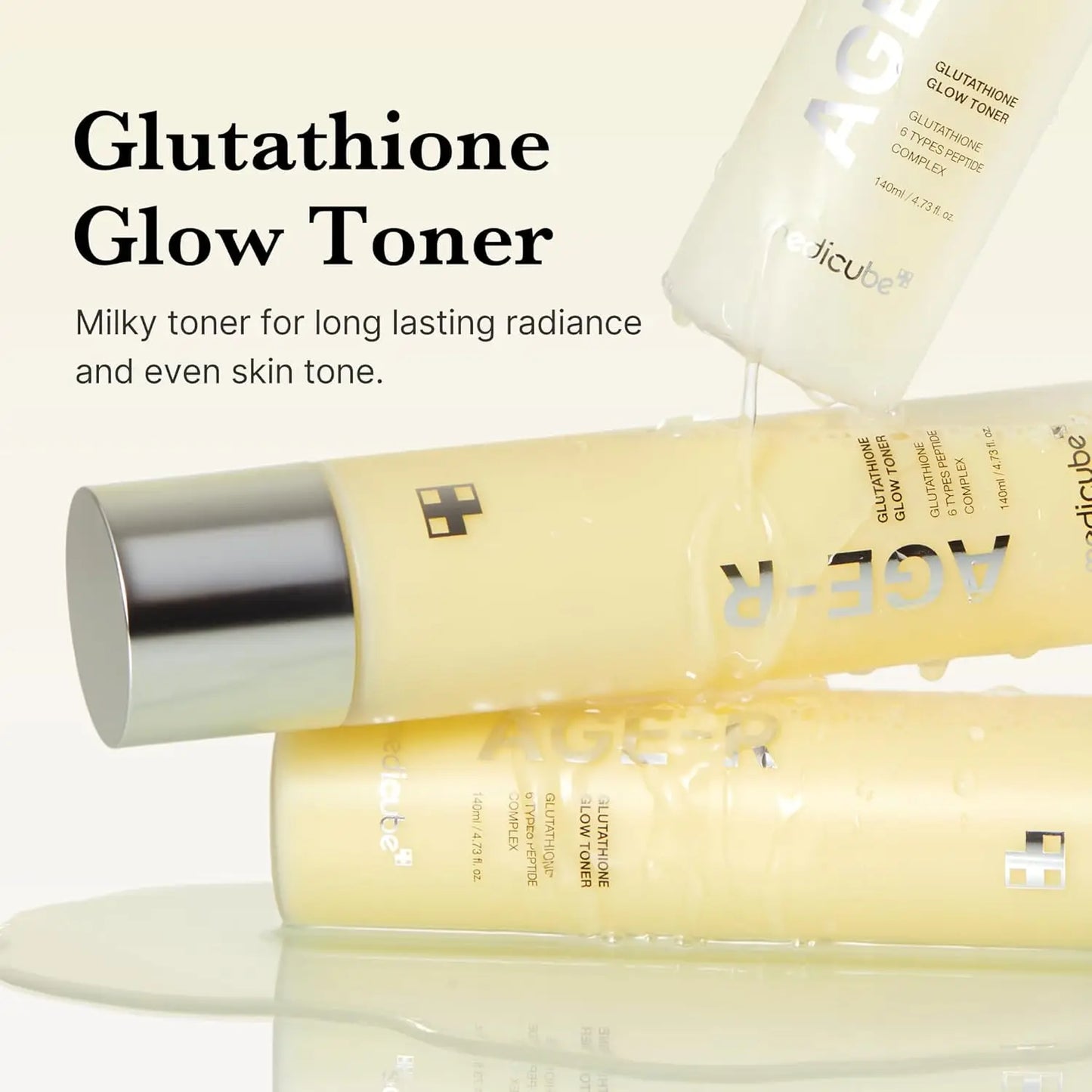 medicube Age-R Glutathione Glow Milky Toner Low-Irritation Double  for Glass Glow Even Skin Tone, Radiance Korean Skincare