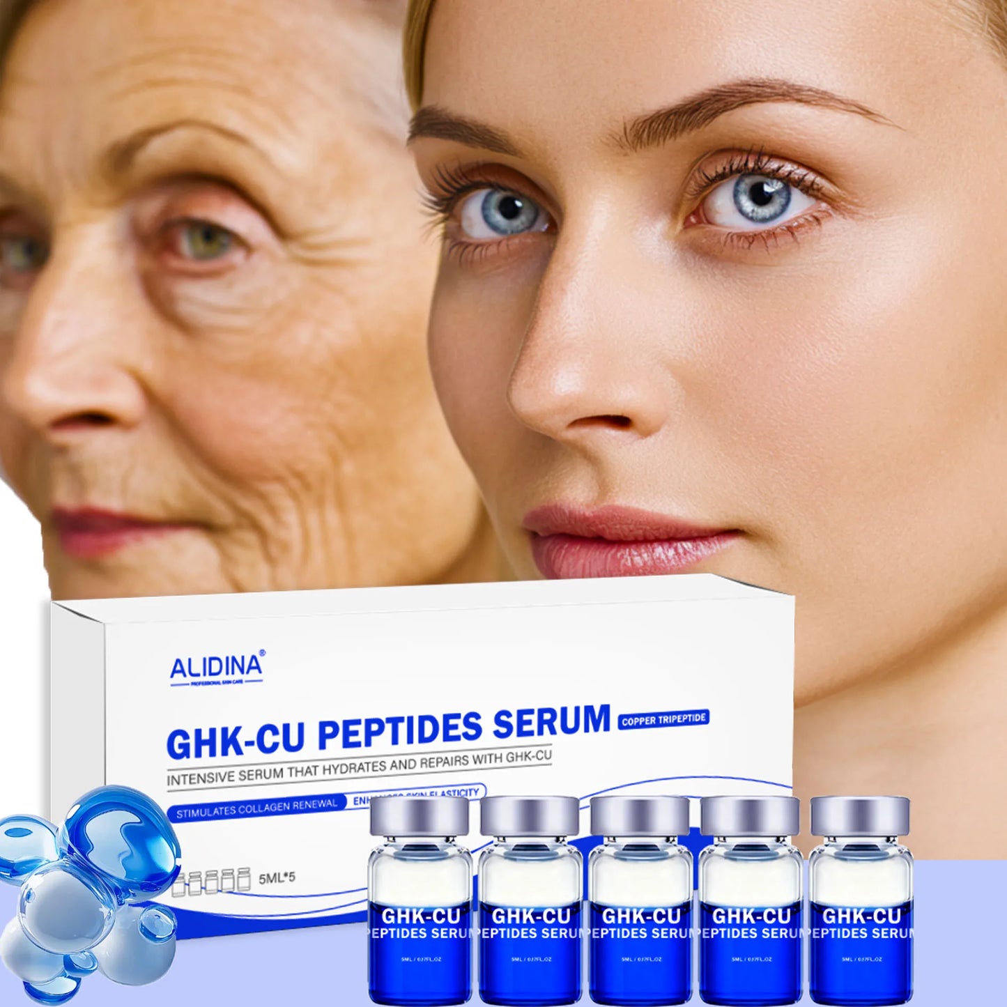 GHK-CU Blue Copper Peptide Serum Concentrate Ampoule Anti-Wrinkle Firming Moisturizing Elasticity Acne Treatment Skincare Y