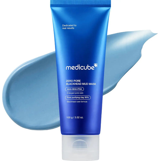 Medicube Home Care Duo for Flawless Skin: Zero Pore Blackhead Mud Facial Mask and Zero Foam Cleanser  Free Brush