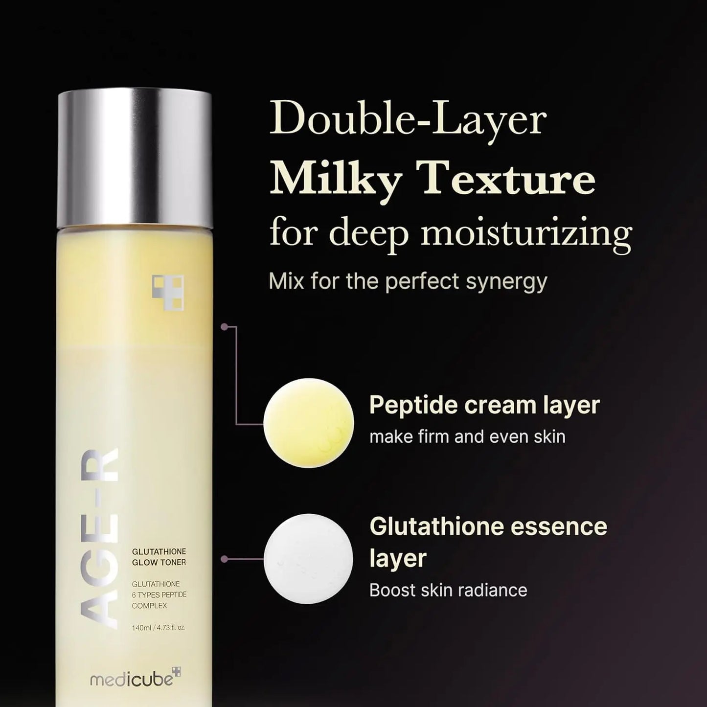 medicube Age-R Glutathione Glow Milky Toner Low-Irritation Double  for Glass Glow Even Skin Tone, Radiance Korean Skincare
