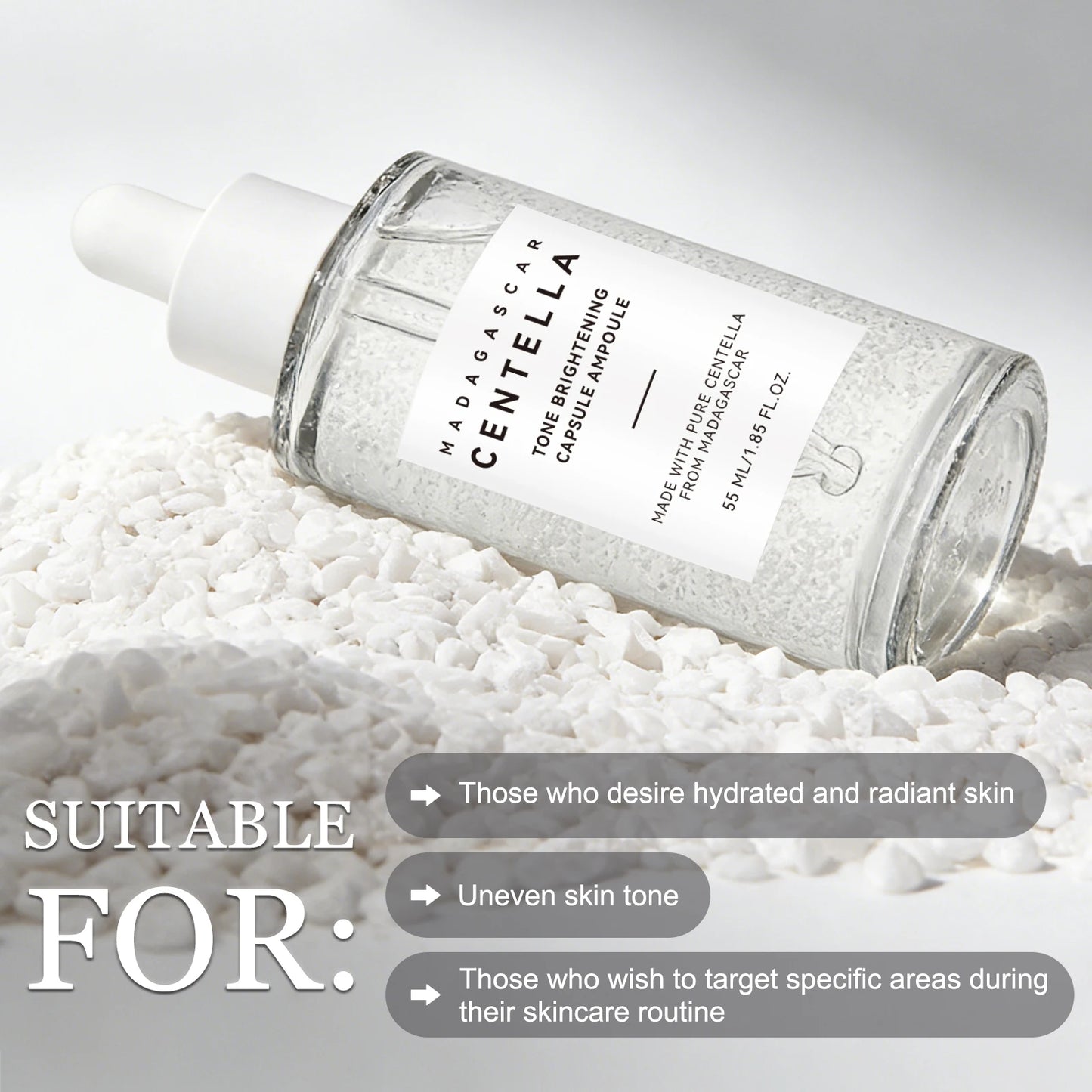 Skin Tone Perfector Brightening Ampoule 55ml - Centella & Niacinamide Serum Hydrates, Soothes & Enhances Radiance.