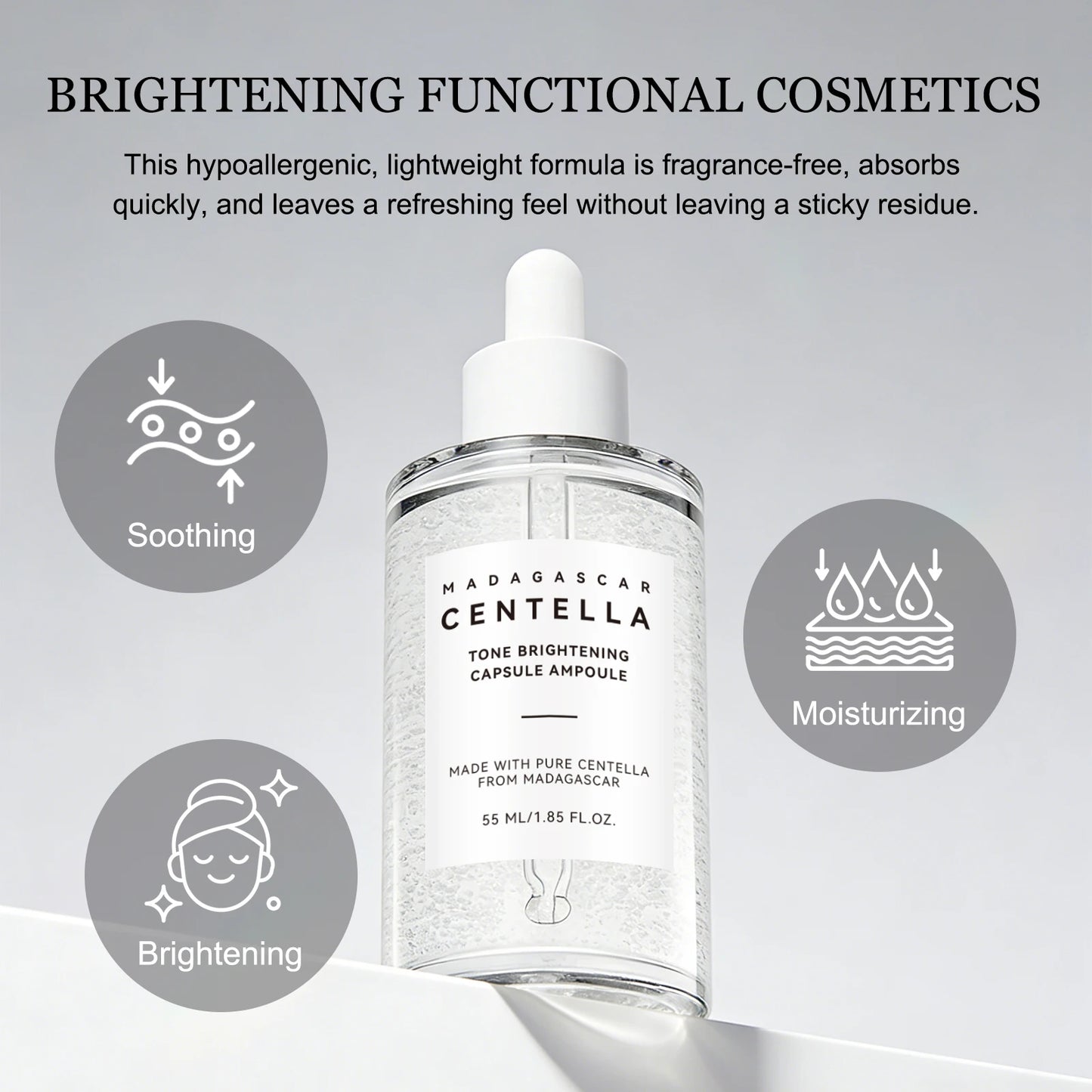 Skin Tone Perfector Brightening Ampoule 55ml - Centella & Niacinamide Serum Hydrates, Soothes & Enhances Radiance.