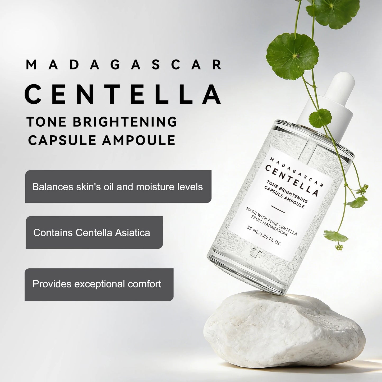 Skin Tone Perfector Brightening Ampoule 55ml - Centella & Niacinamide Serum Hydrates, Soothes & Enhances Radiance.