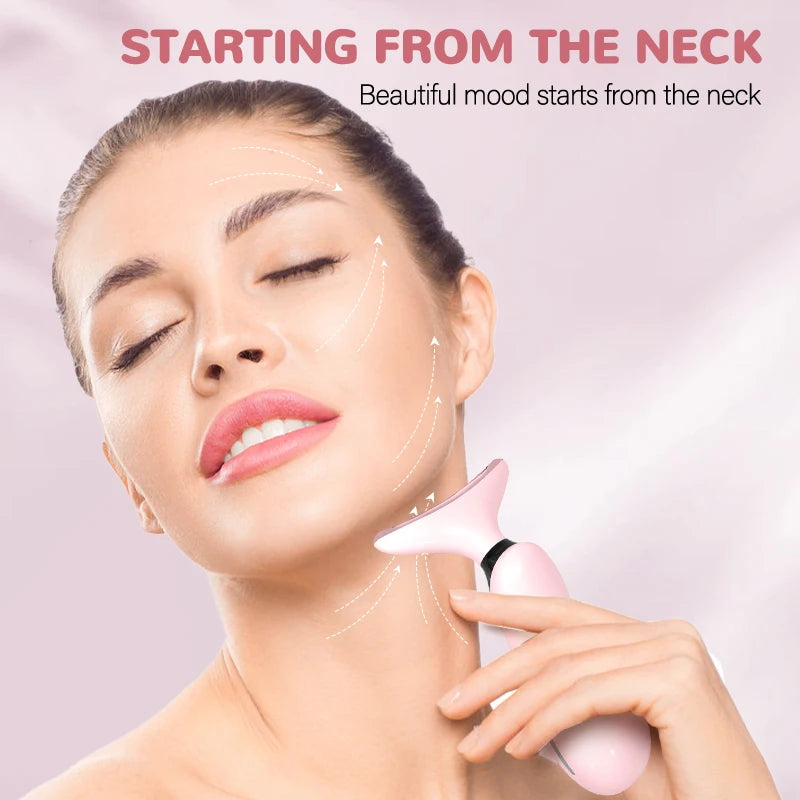 7 Colors LED Lights Face Neck Beauty Device Vibration Massage