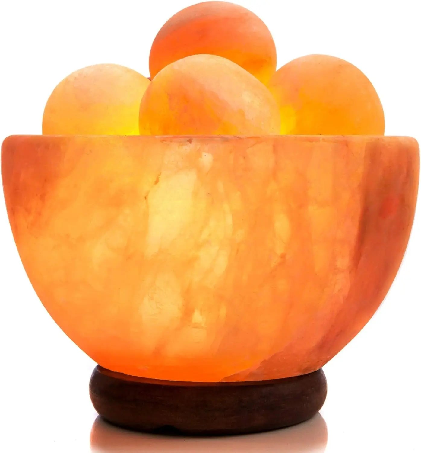 Dimmable Pink Himalayan Salt Lamp Bowl with 6 Massage Balls for Relaxation, Yoga, Spa & Home Decor