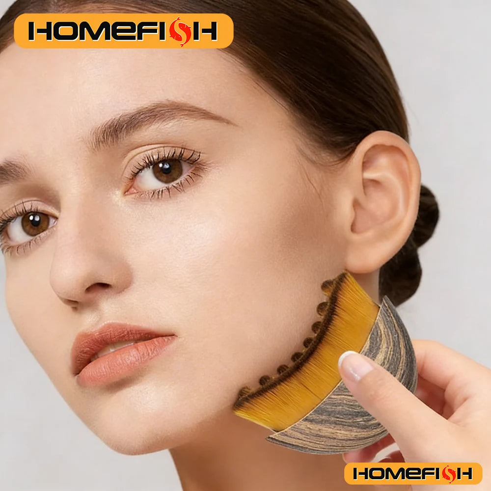Ergonomic Mermaid-Line Face Sculpting Brush, Lymphatic Contour Tool for Precise Jawline & Chin Definition