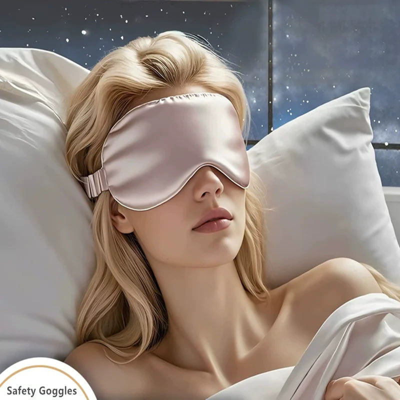 Double-Sided Silk Sleeping Eyeshade Light Blocking Breathable Travel Sleep Eye Mask Shields Protective Safety Goggle Eye Wear
